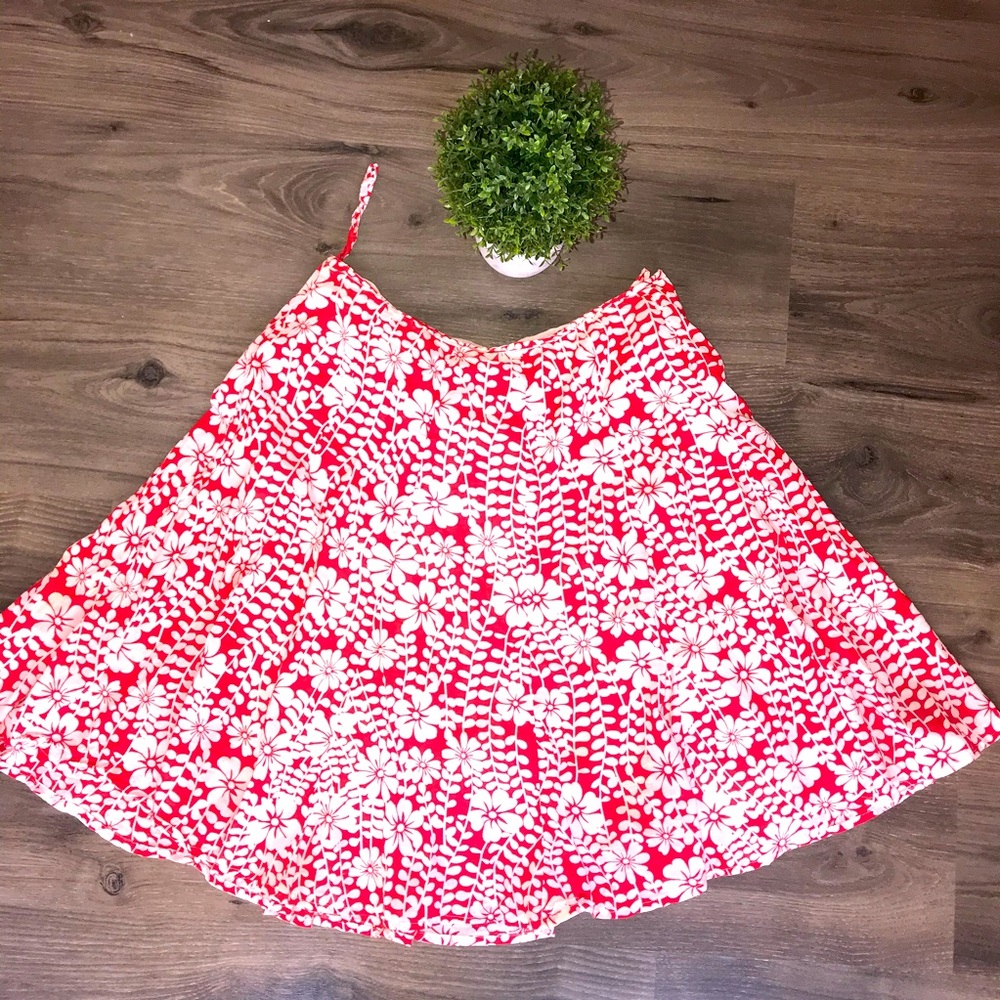Red and white floral cotton millennium skirt